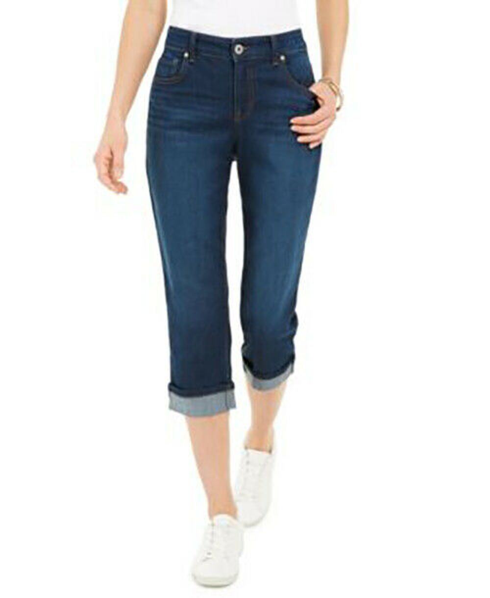 Style & Co Cuffed French Birch Wash Jeans Mid Rise Riverside Blue Size 4 NWT